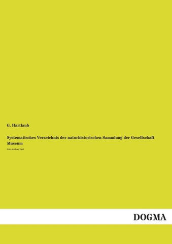 Systematisches Verzeichnis der naturhistorischen Sammlung der Gesellschaft Museum