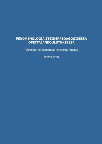 Fenomenologia steinerpedagogisessa opettajankoulutuksessa