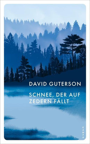 Schnee, der auf Zedern fällt