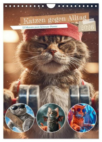 Katzen gegen Alltag (Wandkalender 2026 DIN A4 hoch), CALVENDO Monatskalender