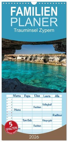 Familienplaner 2026 - Trauminsel Zypern mit 5 Spalten (Wandkalender, 21 x 45 cm) CALVENDO