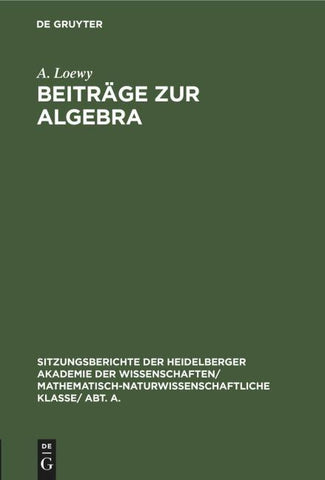 Beiträge zur Algebra