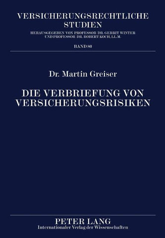 Die Verbriefung von Versicherungsrisiken