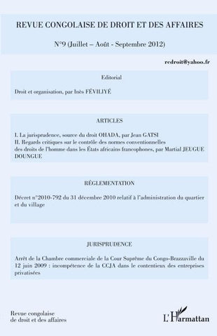 Revue congolaise de droit et des affaires n°9