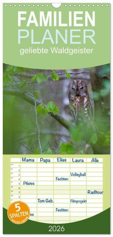 Familienplaner 2026 - geliebte Waldgeister mit 5 Spalten (Wandkalender, 21 x 45 cm) CALVENDO