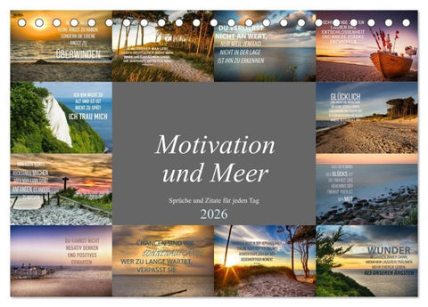 Motivation und Meer (Tischkalender 2026 DIN A5 quer), CALVENDO Monatskalender