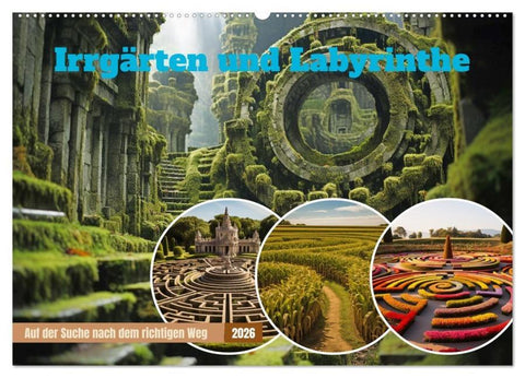 Irrgärten und Labyrinthe (Wandkalender 2026 DIN A2 quer), CALVENDO Monatskalender