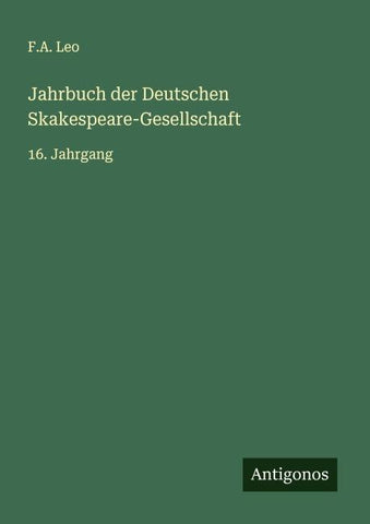 Jahrbuch der Deutschen Skakespeare-Gesellschaft