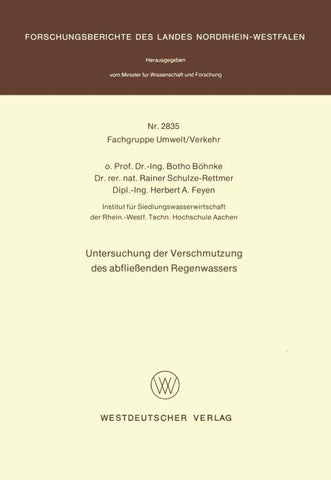 Untersuchung der Verschmutzung des abfließenden Regenwassers