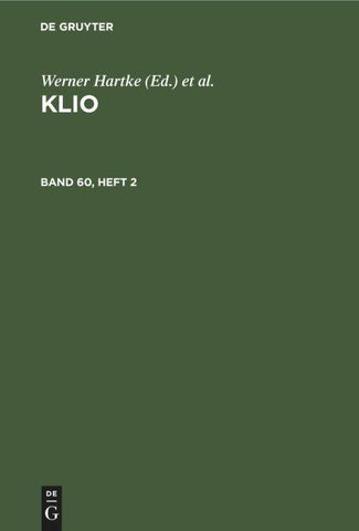 Klio. Band 60, Heft 2