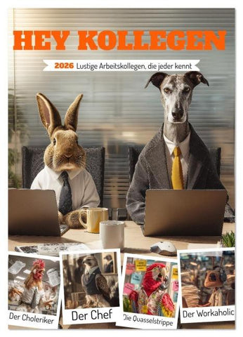 Hey Kollegen - Lustige Arbeitskollegen, die jeder kennt (Wandkalender 2026 DIN A2 hoch), CALVENDO Monatskalender
