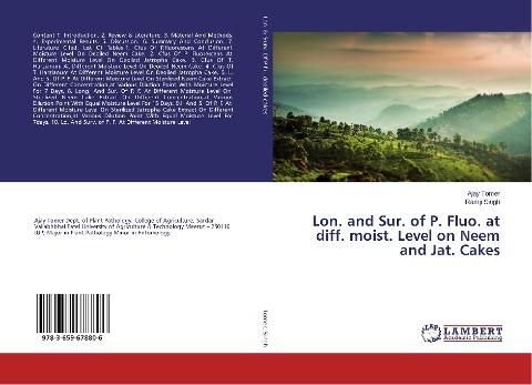 Lon. and Sur. of P. Fluo. at diff. moist. Level on Neem and Jat. Cakes
