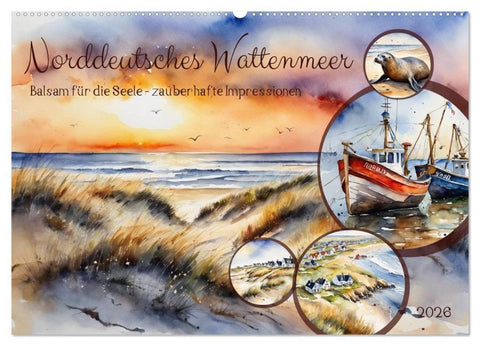 Norddeutsches Wattenmeer (Wandkalender 2026 DIN A2 quer), CALVENDO Monatskalender