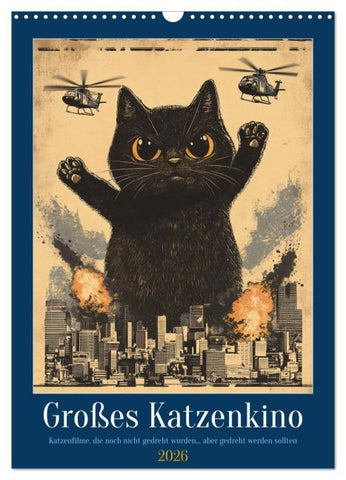 Großes Katzenkino (Wandkalender 2026 DIN A3 hoch), CALVENDO Monatskalender