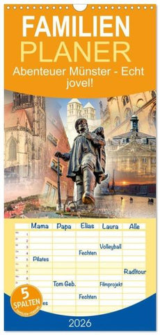 Familienplaner 2026 - Abenteuer Münster - Echt jovel! mit 5 Spalten (Wandkalender, 21 x 45 cm) CALVENDO