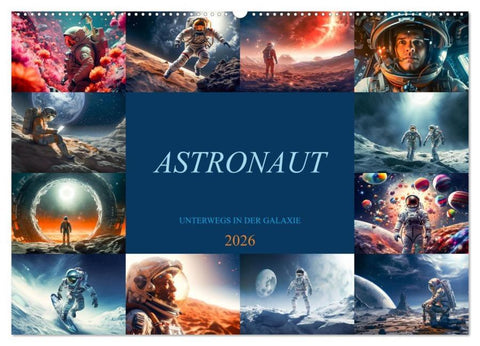 Astronaut - Unterwegs in der Galaxie (Wandkalender 2026 DIN A2 quer), CALVENDO Monatskalender