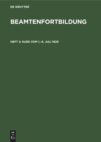Kurs vom 1.-6. Juli 1929