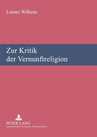 Zur Kritik der Vernunftreligion