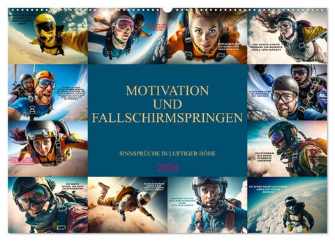 Motivation und Fallschirmspringen (Wandkalender 2026 DIN A2 quer), CALVENDO Monatskalender