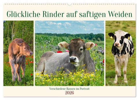 Glückliche Rinder auf saftigen Weiden (Wandkalender 2026 DIN A2 quer), CALVENDO Monatskalender