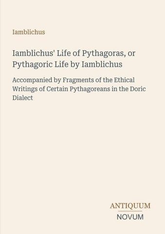 Iamblichus' Life of Pythagoras, or Pythagoric Life by Iamblichus