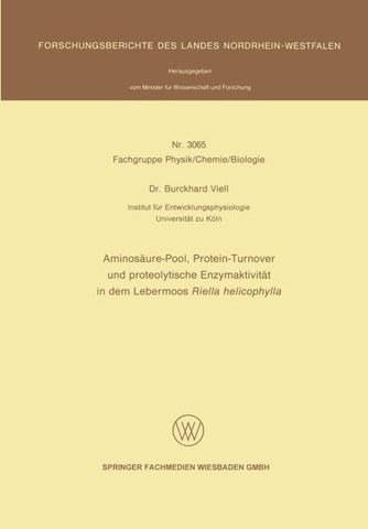 Aminosäure-Pool, Protein-Turnover und proteolytische Enzymaktivität in dem Lebermoos Riella helicophylla