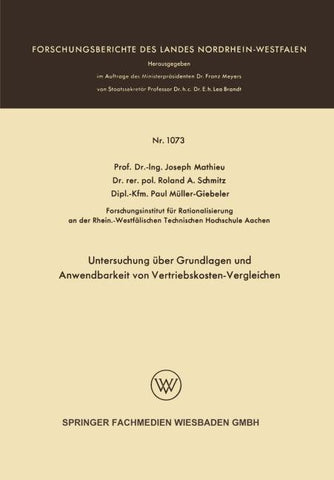 Untersuchung über Grundlagen und Anwendbarkeit von Vertriebskosten-Vergleichen