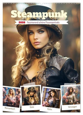 Steampunk. Faszinierend schöne Frauenportraits (Wandkalender 2026 DIN A2 hoch), CALVENDO Monatskalender