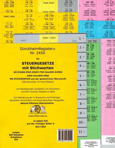 DürckheimRegister® STEUERGESETZE MIT STICHWORTEN