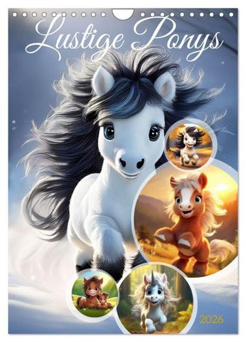 Lustige Ponys (Wandkalender 2026 DIN A4 hoch), CALVENDO Monatskalender