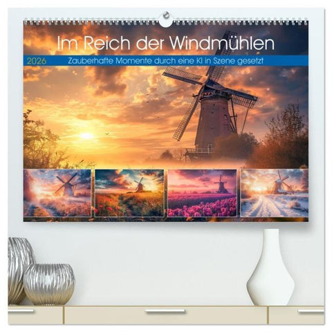 Im Reich der Windmühlen (hochwertiger Premium Wandkalender 2026 DIN A2 quer), Kunstdruck in Hochglanz