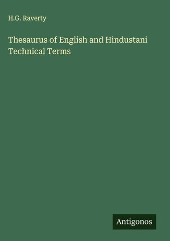 Thesaurus of English and Hindustani Technical Terms