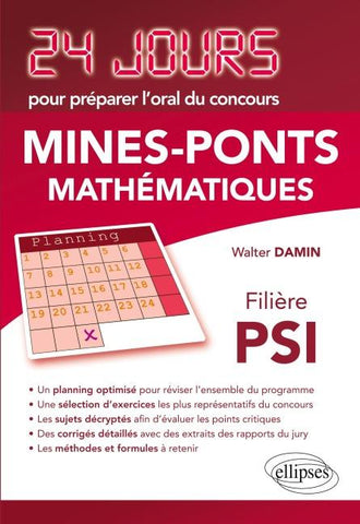 Mathématiques 24 jours pour préparer l'oral du concours Mines-Ponts - Filière PSI