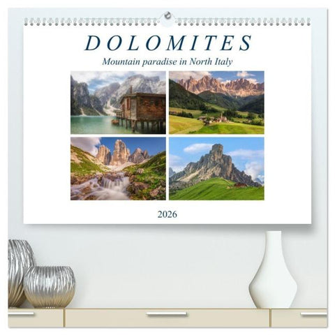 Dolomites, mountain paradise in North Italy (High Quality Premium Wall Calendar 2026 DIN A2 landscape),CALVENDO 12 Month Wall Calendar