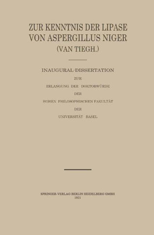 Zur Kenntnis der Lipase von Aspergillus Niger (van Tiegh)