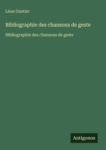 Bibliographie des chansons de geste