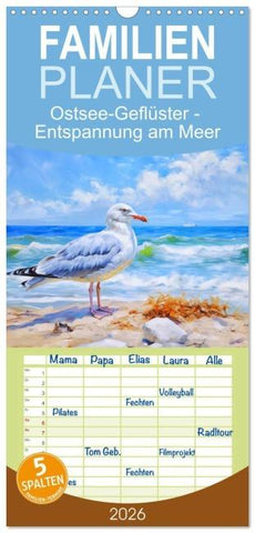 Familienplaner 2026 - Ostsee-Geflüster - Entspannung am Meer mit 5 Spalten (Wandkalender, 21 x 45 cm) CALVENDO