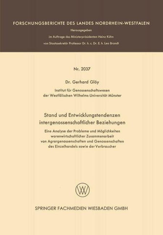 Stand und Entwicklungstendenzen intergenossenschaftlicher Beziehungen