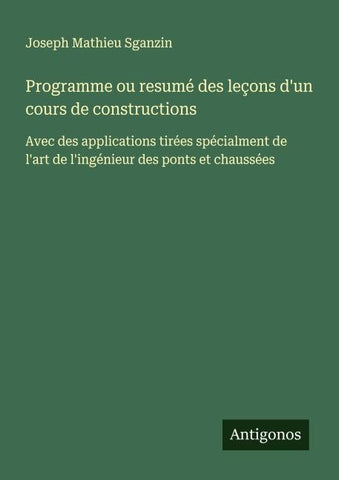 Programme ou resumé des leçons d'un cours de constructions