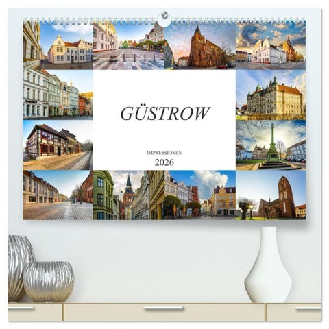 Güstrow Impressionen (hochwertiger Premium Wandkalender 2026 DIN A2 quer), Kunstdruck in Hochglanz