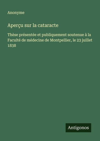 Aperçu sur la cataracte