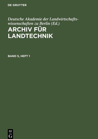Archiv für Landtechnik. Band 5, Heft 1