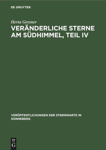 Veränderliche Sterne am Südhimmel, Teil IV