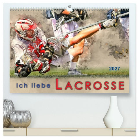 Ich liebe Lacrosse (hochwertiger Premium Wandkalender 2027 DIN A2 quer), Kunstdruck in Hochglanz