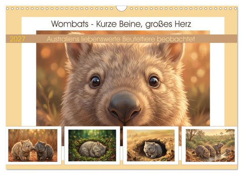 Wombats - Kurze Beine, großes Herz (Wandkalender 2027 DIN A3 quer), CALVENDO Monatskalender