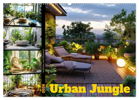 Urban Jungle - wohnen mit Pflanzen (Wandkalender 2026 DIN A2 quer), CALVENDO Monatskalender