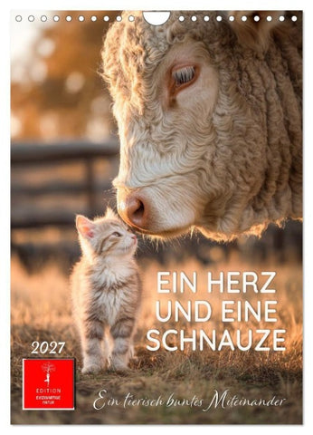 Ein Herz und eine Schnauze - Ein tierisch buntes Miteinander (Wandkalender 2027 DIN A4 hoch), CALVENDO Monatskalender