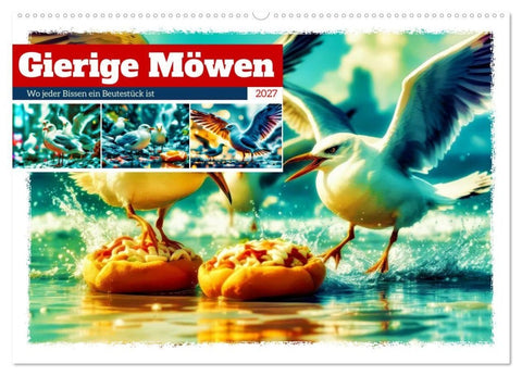 Gierige Möwen (Wandkalender 2027 DIN A2 quer), CALVENDO Monatskalender