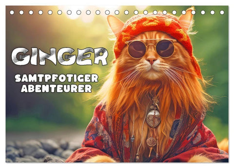 Ginger - Samtpfotiger Abenteurer (Tischkalender 2027 DIN A5 quer), CALVENDO Monatskalender