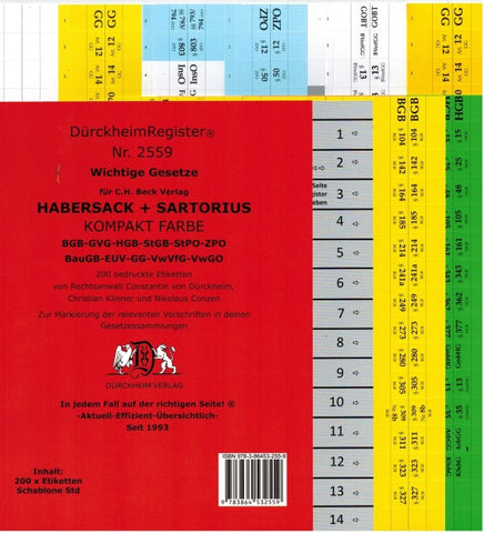 DürckheimRegister® HABERSACK + SARTORIUS KOMPAKT Gesetze und §§, ohne Stichworte